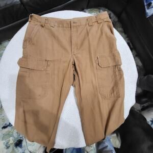Duluth Trading Co Pants Mens Tan Canvas Fleece Lined Cargo Workwear 44X30